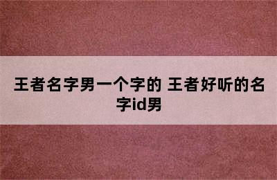 王者名字男一个字的 王者好听的名字id男